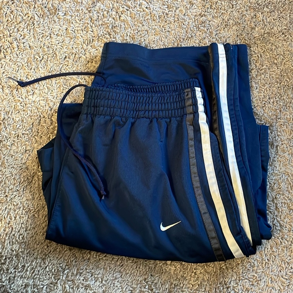 Nike Navy Blue Sweatpants with White Stripes